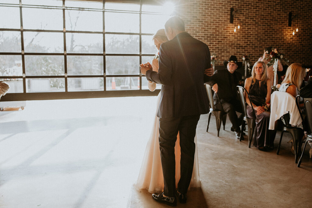 stunning bride and groom first dance