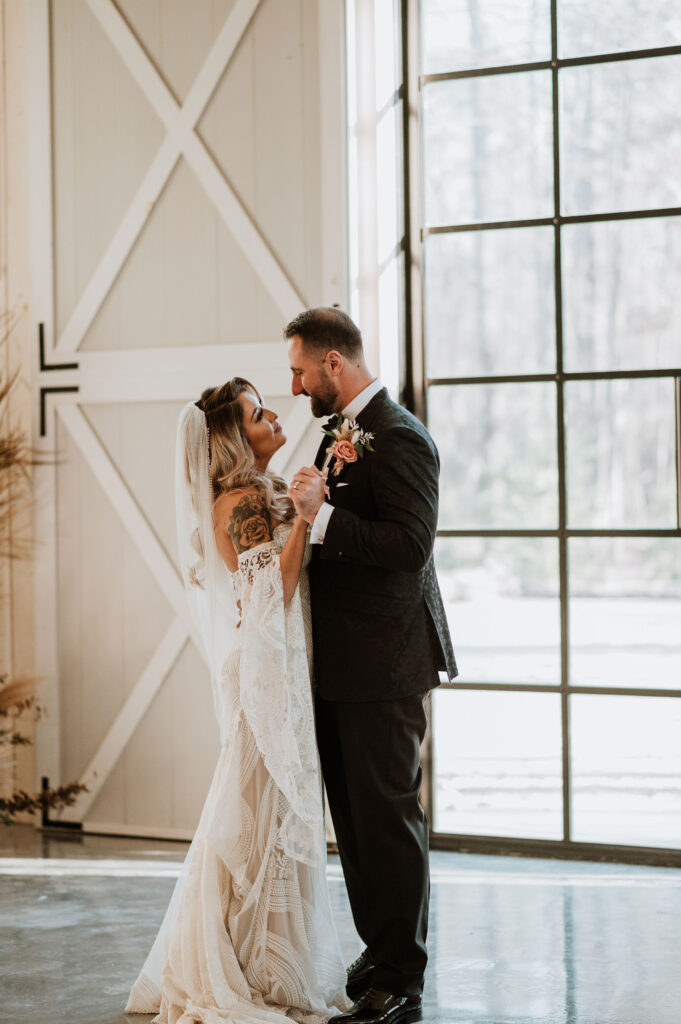 couple dancing after their ceremony at their winter Texas elopement