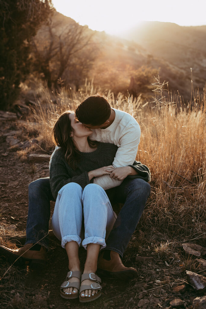 stunning couple kissing at davis mountain state park