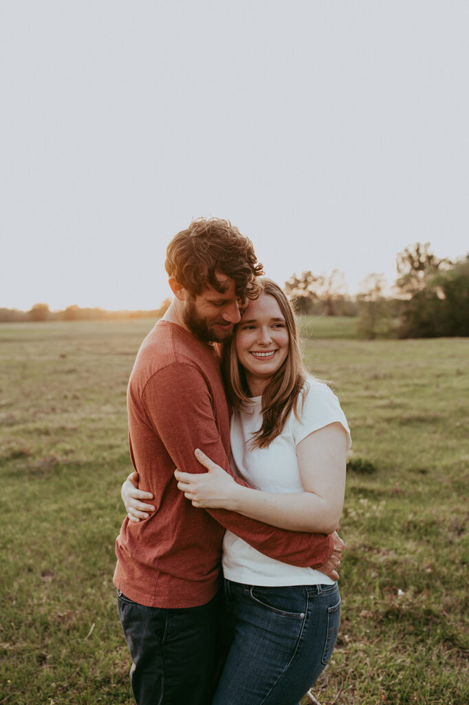 stunning couple hugging during their engagement session