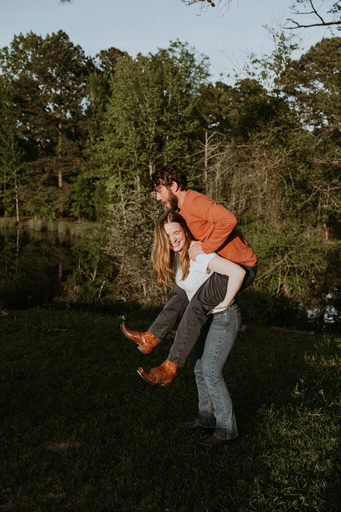 cute and funny couple during their engagement session 