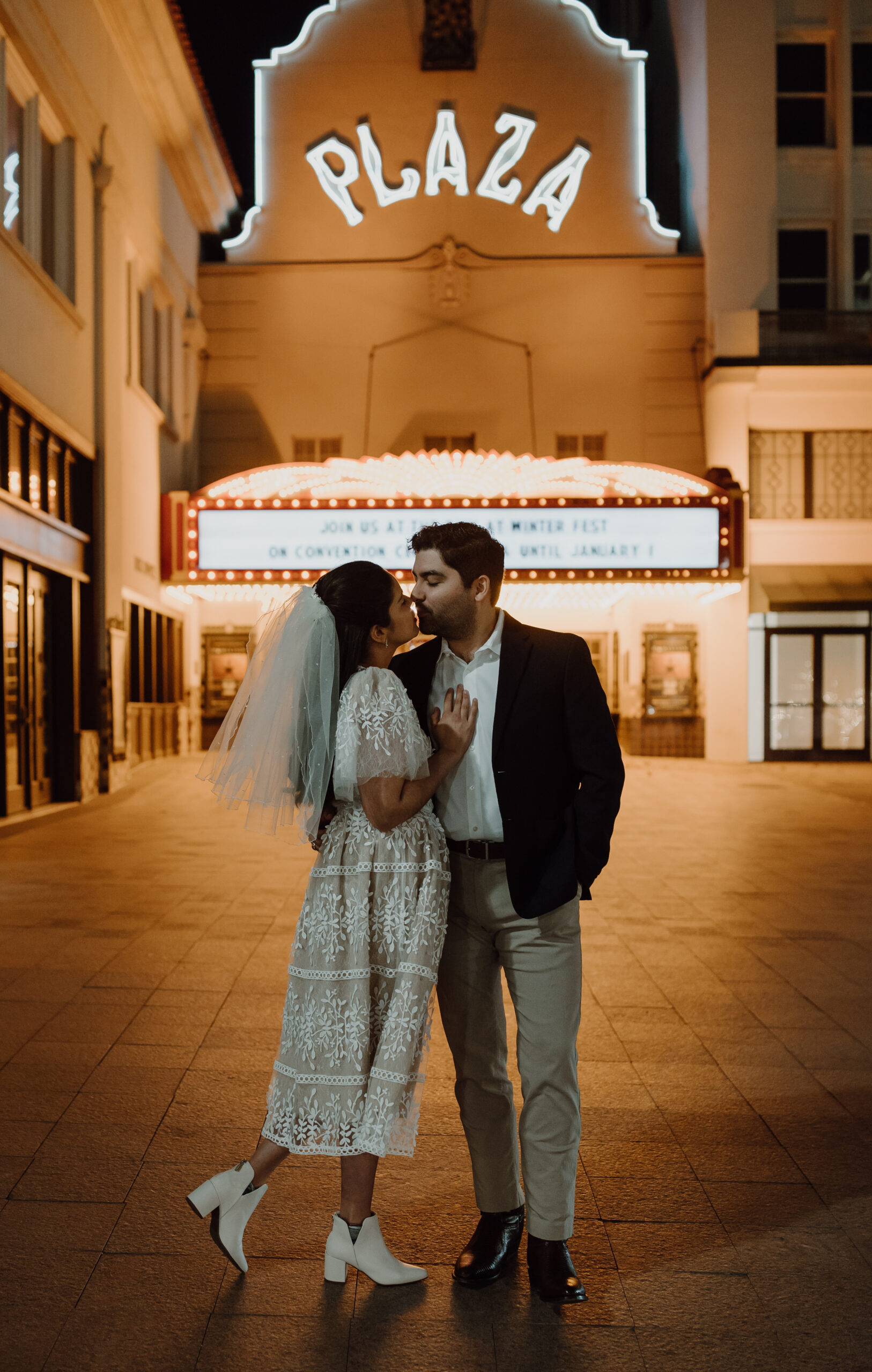 beautiful couple at downtown el paso during their engagement session