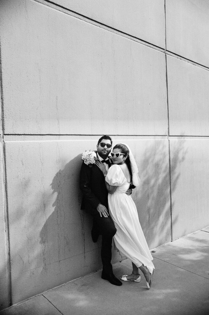 beautiful couple outside the courthouse in downtown el paso