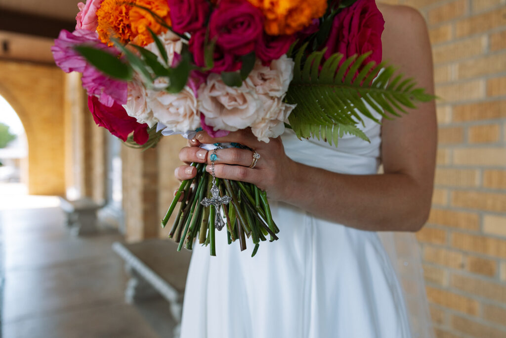 bride colorful bouquet