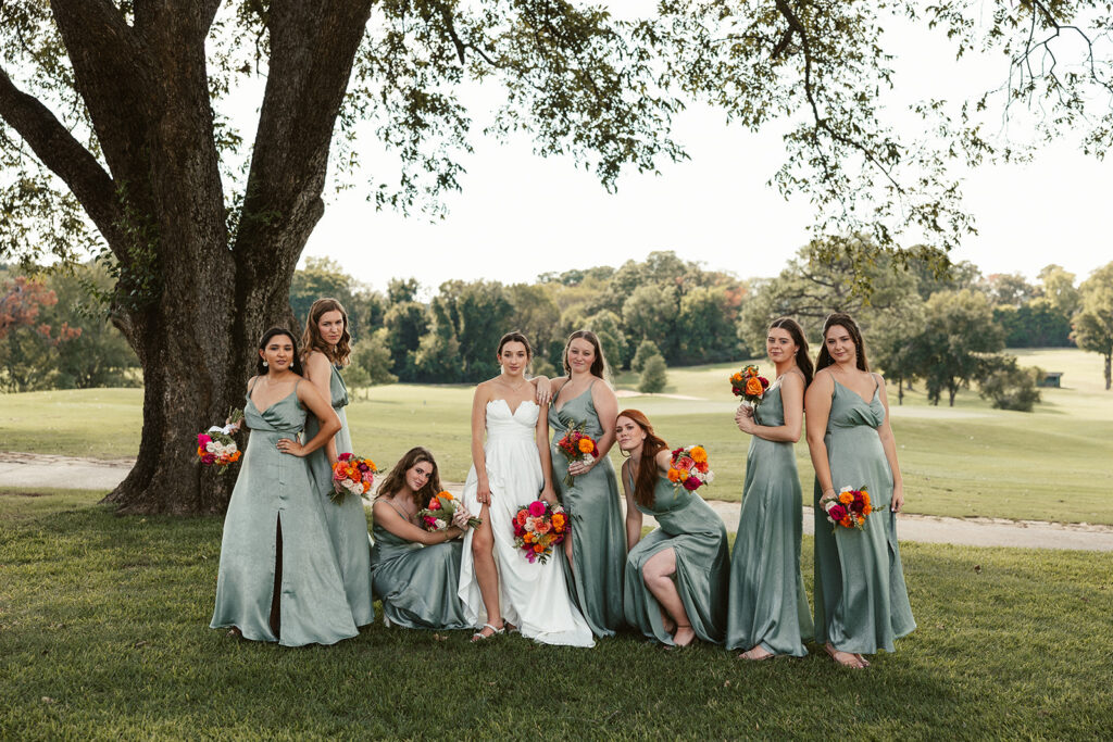 stunning portrait of the bride and her bridesmaids