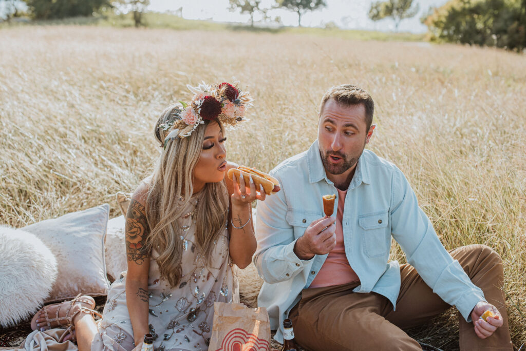 couple eating at their picnic 