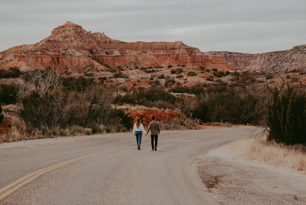 couple at their engagement photoshoot location