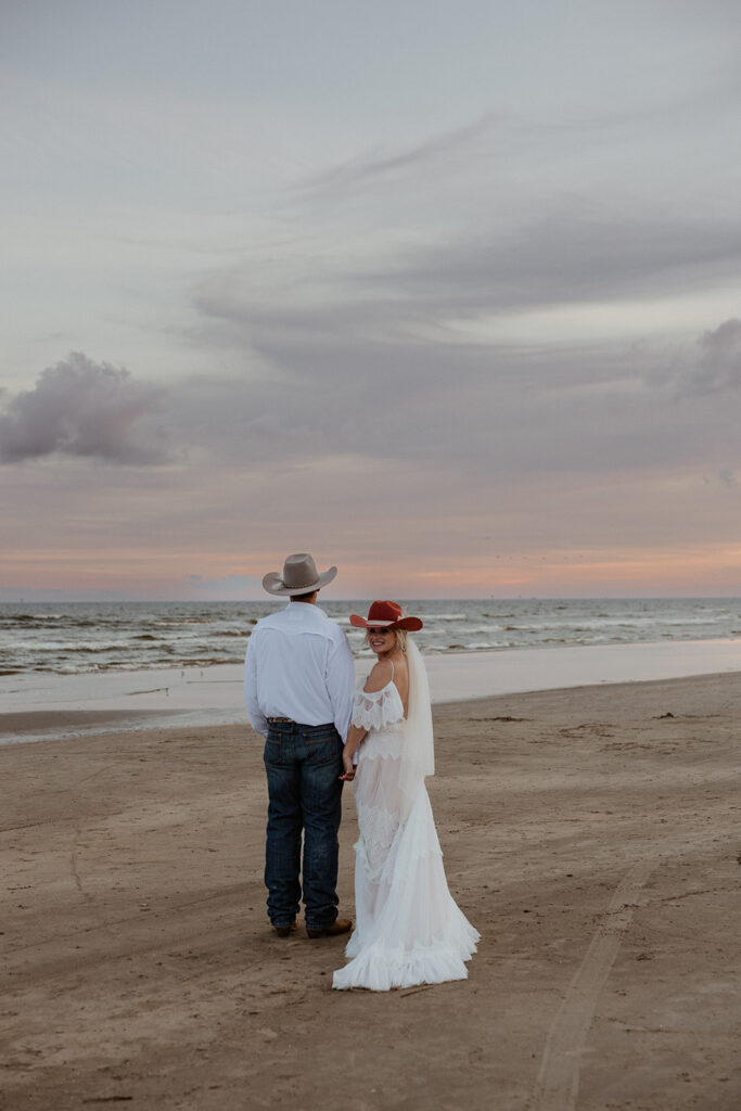 bride and groom at their texas coast wedding 