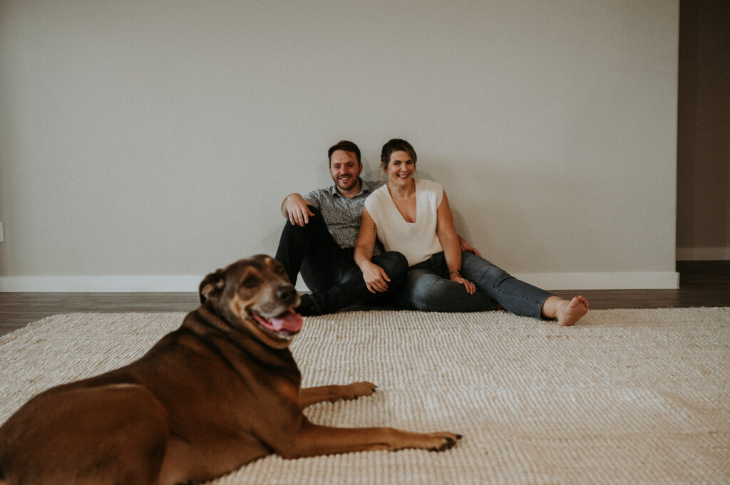 cute portrait of the couple and their dog