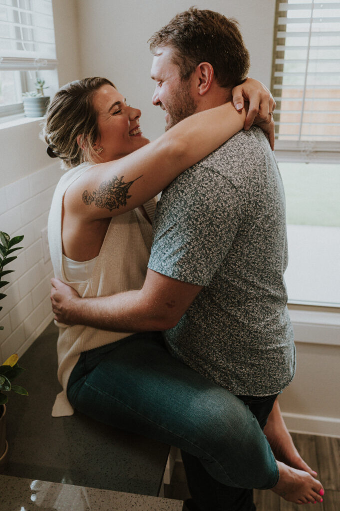 beautiful couple at their first home session 